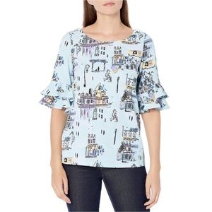 Pappagallo Generous Size Angelica Aqua Metropolitan Top